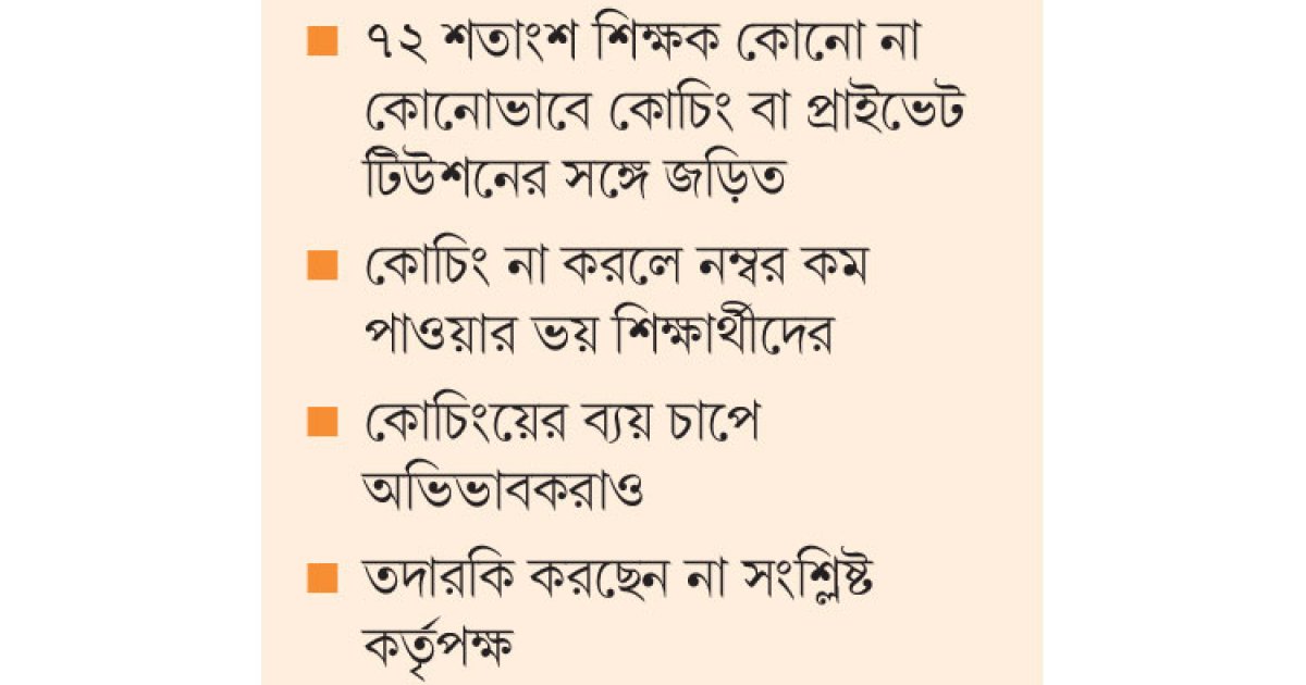 কোচিংয়ে বাধ্য করতে শ্রেণিকক্ষে ফাঁকি!