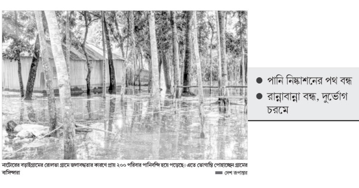 বড়াইগ্রামে জলাবদ্ধতায় ২০০ পরিবার পানিবন্দি