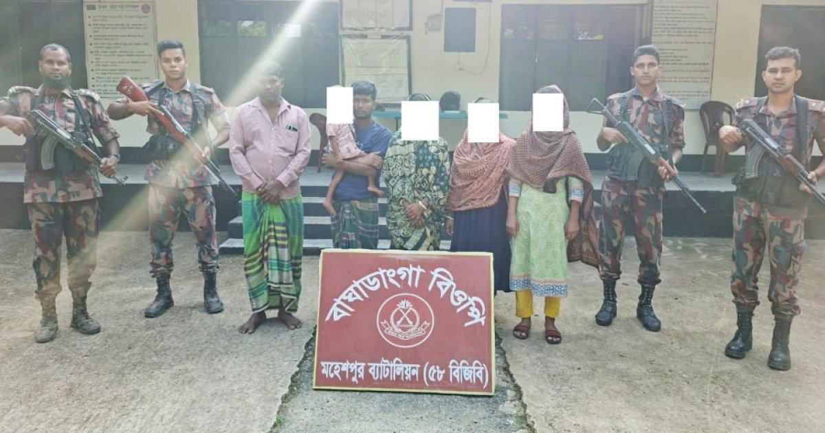 মহেশপুর সীমান্তে নারী শিশুসহ ৬ বাংলাদেশি আটক