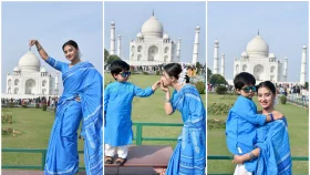 ভালোবাসা দিবসে ছেলেকে নিয়ে তাজমহলের সামনে বুবলী