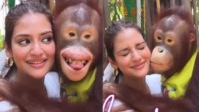 শিম্পাঞ্জির চুমু , তীব্র কটাক্ষের মুখে নুসরাত
