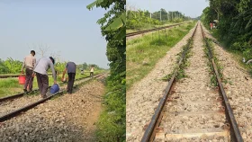 গাজীপুরে রেল লাইন বেঁকে ১ ঘণ্টা ট্রেন চলাচল বন্ধ