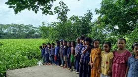 খাল ভরেছে কচুরিপানায়, স্কুলে যেতে পারছে না ৩০০ শিক্ষার্থী