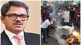 সাবেক পররাষ্ট্র প্রতিমন্ত্রী শাহরিয়ার আলমের কুশপুতুল দাহ