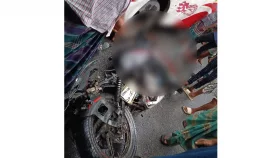 এক ভাই বাসের চাকায় পিষ্ট, অন্য ভাই সড়কে ছিটকে পড়লেন