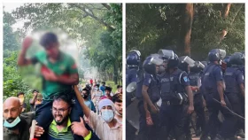 জাবিতে শিক্ষার্থীদের উপর গুলি-টিয়ারশেল, আহত শতাধিক