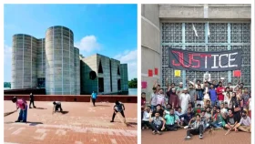 জাতীয় সংসদ পরিষ্কারে নেমেছেন শিক্ষার্থীরা