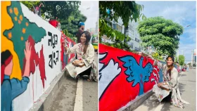 দেয়ালে নতুন বাংলাদেশের ছবি আঁকলেন পারসা ইভানা