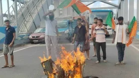 পশ্চিমবঙ্গে চলছে বিজেপির &lsquo;বাংলা বন্ধ&rsquo; কর্মসূচি, চলছে না ট্রেন-বাস
