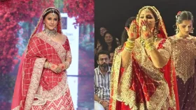 বধূ বেশে ব়্যাম্পে হাঁটলেন ক্যানসার আক্রান্ত হিনা