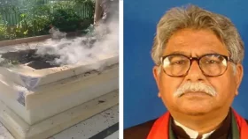 &lsquo;গাড়ি নিয়ে এসে&rsquo; প্রয়াত এমপি বাদলের কবরে আগুন
