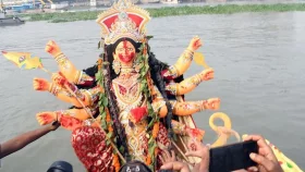 বিসর্জনের মধ্য দিয়ে শেষ হলো শারদীয় দুর্গোৎসব