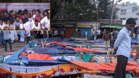 সিরাজগঞ্জে বিএনপি নেতাকর্মীদের চাপে ভেঙে পড়ল মঞ্চ