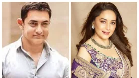 আমিরকে হকিস্টিক নিয়ে তাড়া করেন মাধুরী