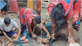 নেটের রশি দিয়ে বেঁধে স্কুল শিক্ষককে পুত্র ও পুত্রবধূর মারধর&nbsp;