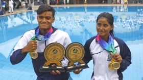 জাতীয় সাঁতারে সেরা নৌ-বাহিনীর রাফি ও যুথী