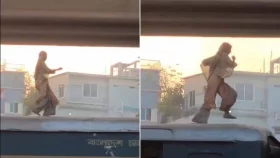 চলন্ত ট্রেনের ছাদে নেচে ভাইরাল বাংলাদেশি তরুণী
