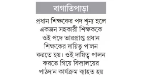 ভারপ্রাপ্ত প্রধান শিক্ষকে চলছে ২৮ প্রাথমিক বিদ্যালয়