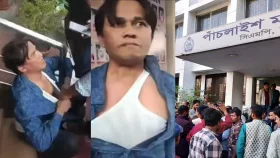 সাবেক ওসি নেজামকে বিএনপি কর্মীদের হেনস্তা, থানা ঘেরাও করে স্লোগান