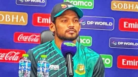 দুবাইয়েও সাকিব প্রসঙ্গে শান্তকে প্রশ্ন, এক শব্দে জবাব