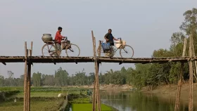 ১০০ মিটার বাঁশের সাঁকোটি অর্ধলাখ মানুষের গলার কাঁটা