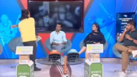 পান্তের ওপর রেগে গিয়ে টিভি ভাঙলেন উপস্থাপক