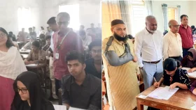 ক্যাম্পাসে আসতে না পেরে বাইরের ভর্তি পরীক্ষা কেন্দ্র পর্যবেক্ষণে ববি উপাচার্য