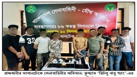 অস্ত্র ও গোলাবারুদসহ ১০ সন্ত্রাসী গ্রেপ্তার