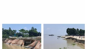 শরীয়তপুরে ধসে গেছে তীর রক্ষা বাঁধের ২০০ মিটার এলাকা