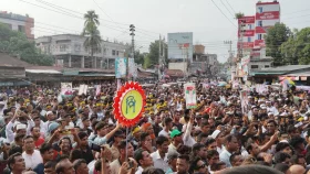 শেরপুর বিএনপির আনন্দ মিছিলে মানুষের ঢল