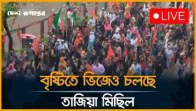 LIVE: বৃষ্টিতে ভিজেও চলছে তাজিয়া মিছিল