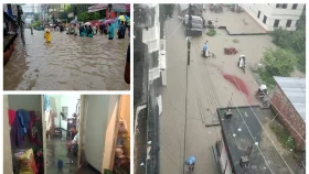 বৃষ্টির পানিতে ভাসছে ফেনী, ভেঙেছে মুহুরী নদীর বাঁধ