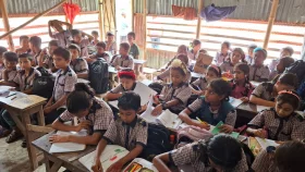 শ্রেণিকক্ষ সংকটে দোচালা ঘরে ক্লাস!