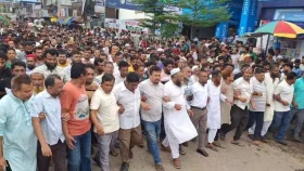 তারেক রহমানকে নিয়ে কটূক্তির প্রতিবাদে বেগমগঞ্জে বিএনপির মিছিল