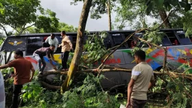 কাশিয়ানীতে বাস খাদে পড়ে আহত ২০