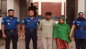 পলাশে সুদের টাকার জন্য গলাকেটে হত্যা চেষ্টা, মা-ছেলে গ্রেপ্তার