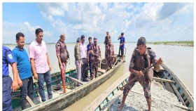 অবৈধভাবে পাথর উত্তোলন বন্ধে যৌথ অভিযান, উপজেলা প্রশাসন