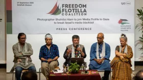 মিডিয়া ফ্লোটিলায় যোগ দিতে গাজার উদ্দেশ্যে রওনা দিচ্ছেন শহিদুল আলম