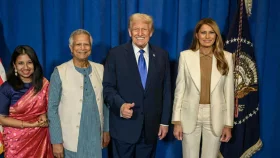 যুক্তরাষ্ট্রের প্রেসিডেন্টের সংবর্ধনায় ড. ইউনূস ও তার কন্যা