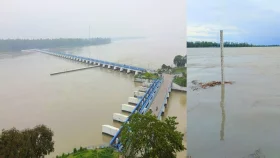 গর্জে উঠেছে তিস্তা, বিপৎসীমা ছুঁইছুঁই পানি