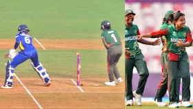 নাহিদার বলে জ্যোতির অদ্ভুত স্টাম্পিং, হতভম্ব লঙ্কান ব্যাটার