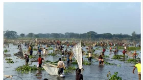 গ্রামবাংলার ঐতিহ্যবাহী 'হাইত' উৎসবে মাতল মাছ শিকারিরা