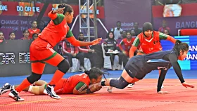 নারী কাবাডি বিশ্বকাপে স্বাগতিক বাংলাদেশের তিনের সন্তুষ্টি