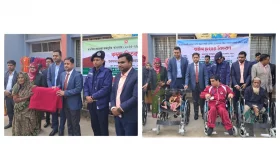নকলায় কম্বল ও হুইল চেয়ার বিতরণ&nbsp;