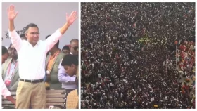 রাজশাহীর জনসভা মঞ্চে তারেক রহমান