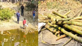 ৯৯৯ কল পেয়ে পুকুর থেকে লাঠি উদ্ধার