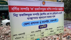 রাজশাহীতে আ.লীগের পরিত্যক্ত কার্যালয়ের জায়গায় জেলা প্রশাসনের সাইনবোর্ড