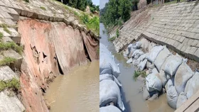 ব্রহ্মপুত্রের ডানতীর রক্ষা বাঁধে ধস, বাড়ছে আতঙ্ক