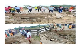 নীলফমারীতে টানা বৃষ্টিতে সেতুর সংযোগ সড়কে ধস