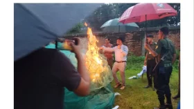 মাধবপুরে ২২ লাখ টাকার নিষিদ্ধ জাল আগুনে ধ্বংস